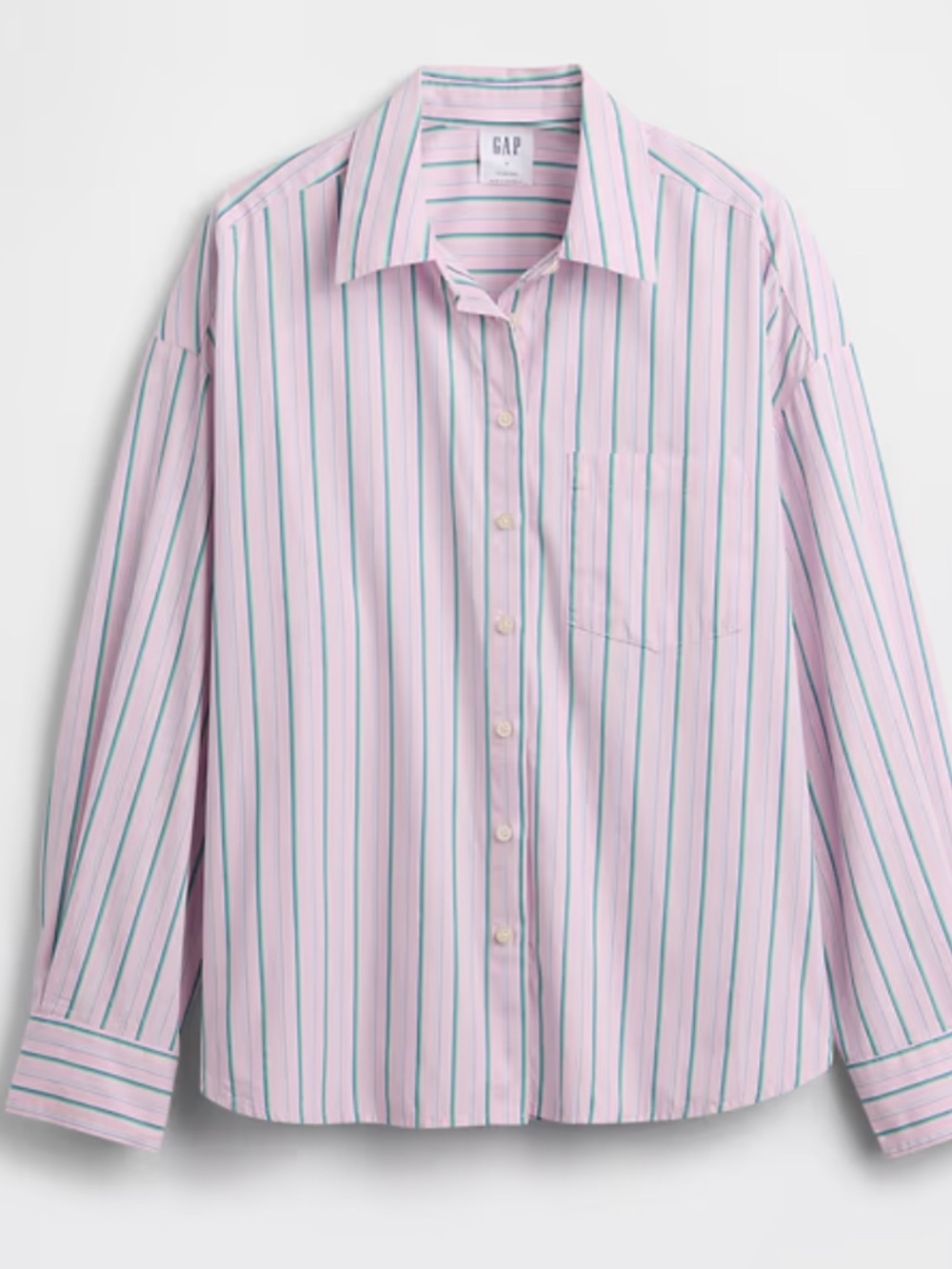 Women’s Pink Striped Button-Down Oversized Shirt